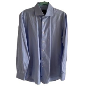David Donahue Men's Blue Button Down Dress Shirt
